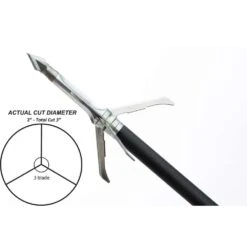 Grim Reaper Broadheads RazorCut Broadhead 3 Blade Mechanical 2″ Cut 100 Grain 3 Pack 1824