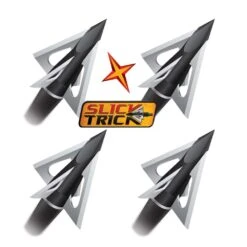 Slick Trick Broadhead ViperTrick 1 1/16″ Fixed 4 Blade 100 Grain 4 Pack Broadheads 15STVT100